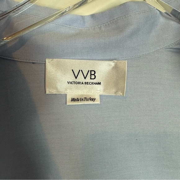 Victoria Beckam Tie Waist Shirt dress in Stripe Blue 4 - Picture 7 of 7